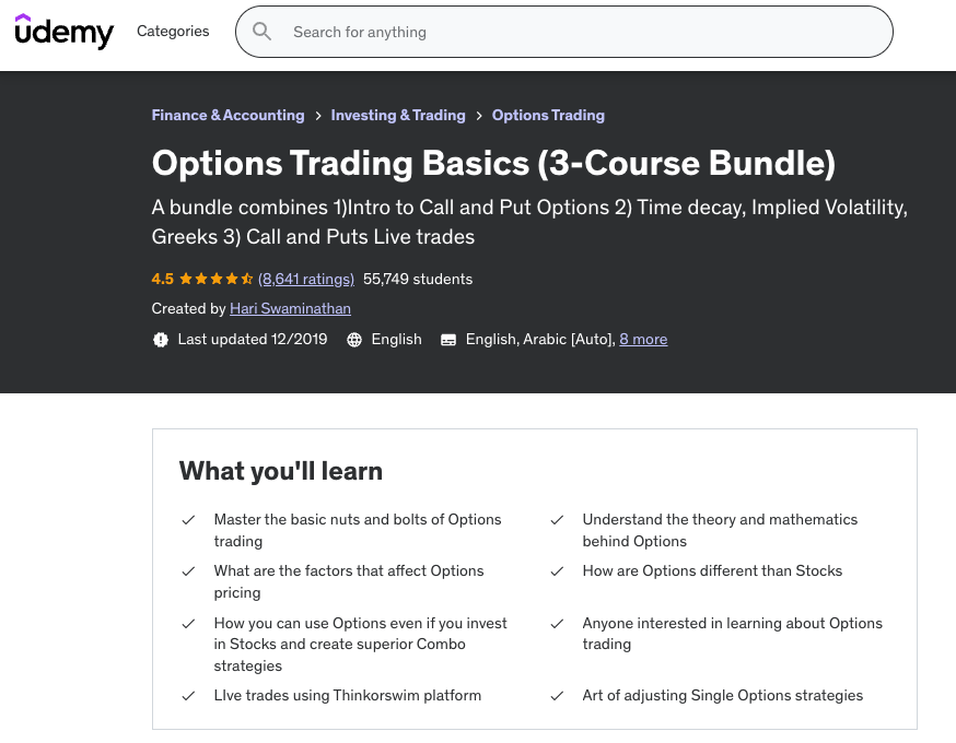 Udemy Options Courses