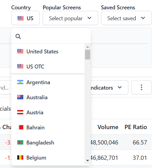 Select trading country