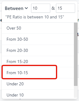 Preset filter value