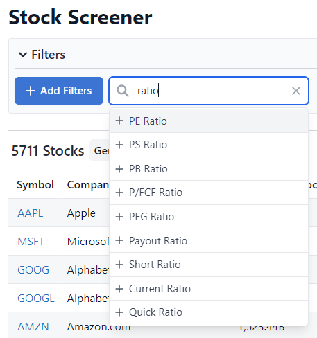 Search for a filter