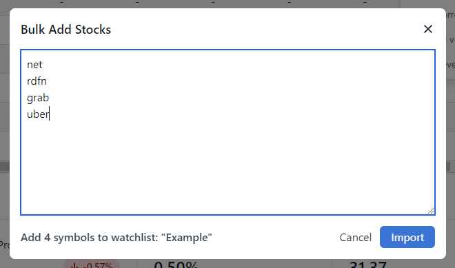 Bulk add symbols