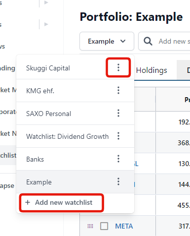 Editing watchlists